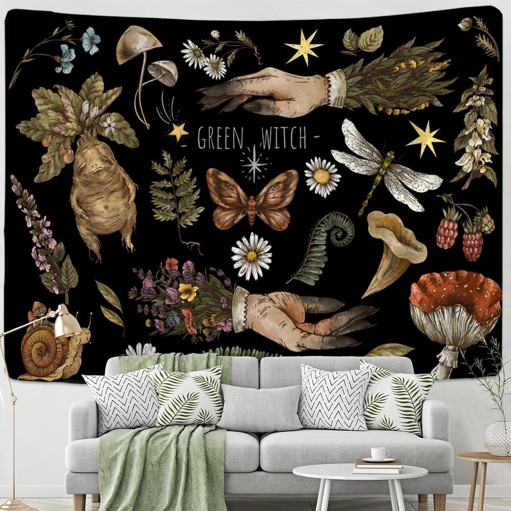 

Ретро психоделический грибной гобелен Гобелен для офиса, гостиной, украшения стен дома 150x130cm