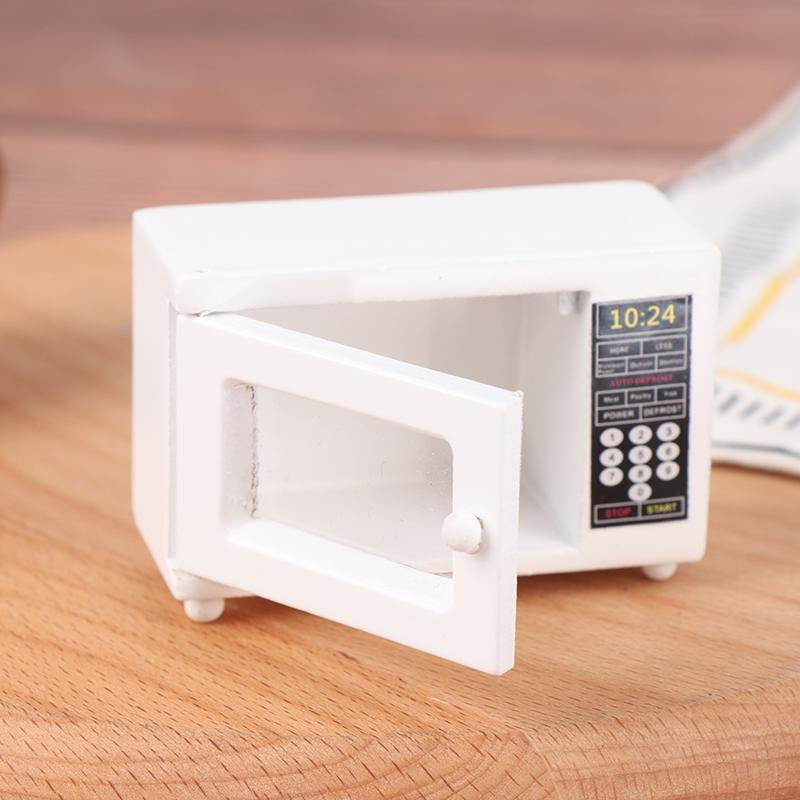 Horno Microondas Miniatura para Casa de Muñecas 1/12 Modelo Accesorio Cocina Hogar Juguetes para Niños