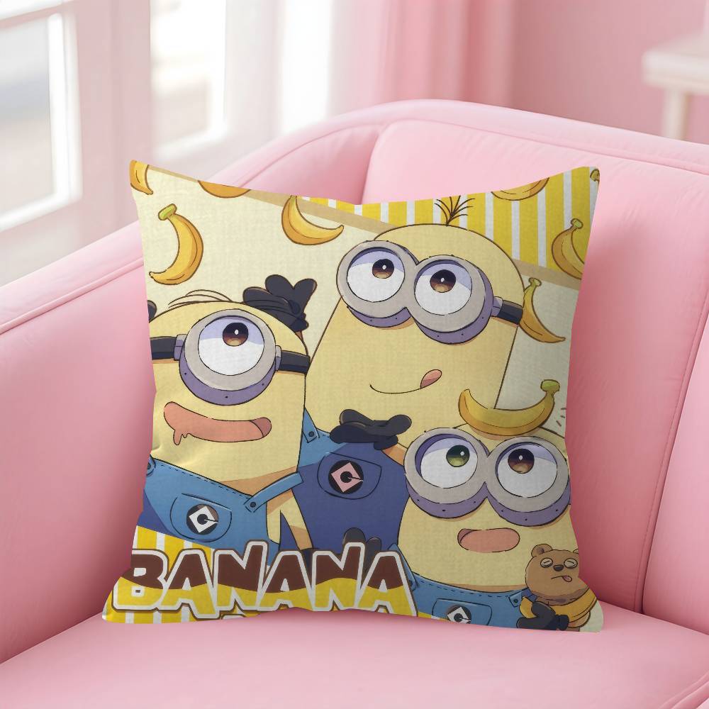 Personalized Pillow Cover Kids Bedroom Wild Party Decor Pillowcase Kid Birthday Shower Gift Cute Banana Cartoon-M-Miniones
