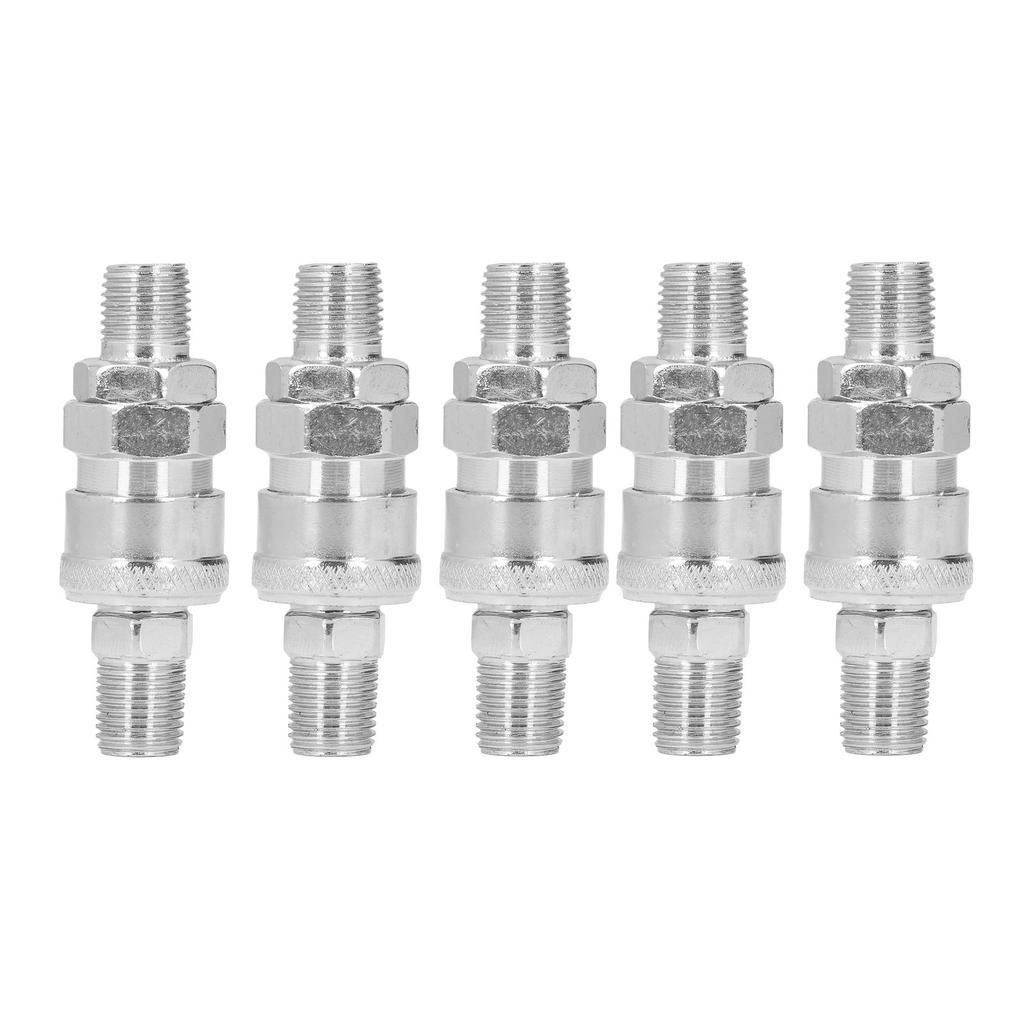 5 Sets Air Coupler Nickel Plated Stainless Steel Pneumatic Quick Connect Fittings and Plug Kit(14
