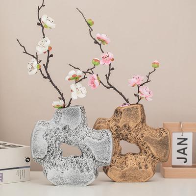 Creative Gold Stone-shaped Ceramic Flower Vases Modern Irregular Hydroponic Vases Office and Living Room Indoor Aesthetic Decor