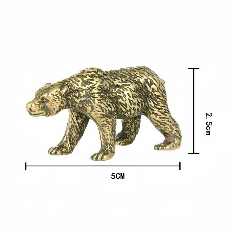 Antique Brass Bear Ornament Solid Copper Polar Bear Figurine Miniature Animals Model Tea Pet Desktop Crafts Home Decor