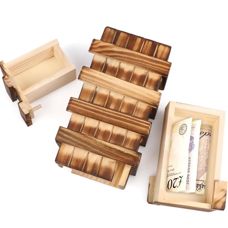 Wooden Secret Puzzle Box With Hidden Compartment For Money Jewelry Brain Teasers For Adults And Kids Creative Gift Ideas