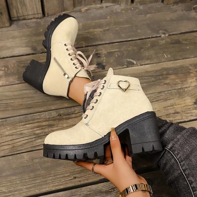 Autumn Women's Platform Shoes New Fashion Lace Up Chunky Heel Ankle Boots for Women Casual Shoes Outdoor Women's Heeled Boots
