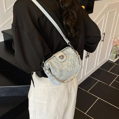Small Chain Handbag, Small Bag, Women's Bag 2025 New Denim Bucket Bag, Simple Shoulder Messenger Bag