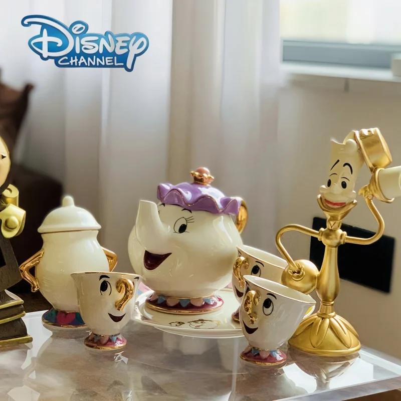 Disney Teiera Cartone Animato Carino La Bella e la Bestia Caffettiere Tazza Mrs Briccia Tazza Chip Tazze da Tè Set da Tè Regalo di Compleanno
