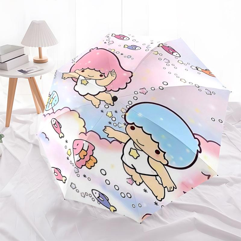 1pc Little Twin Stars Automatic Opening/Closing Umbrella - Portable Folding Design with 8-Bone Iron Frame, Outdoor for Fans, Travelers, Everyday Use,