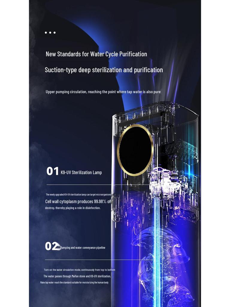 Quiet Floor-standing Humidifier for Home, Bedroom, and Nursery with Sterilizing and Air Purification