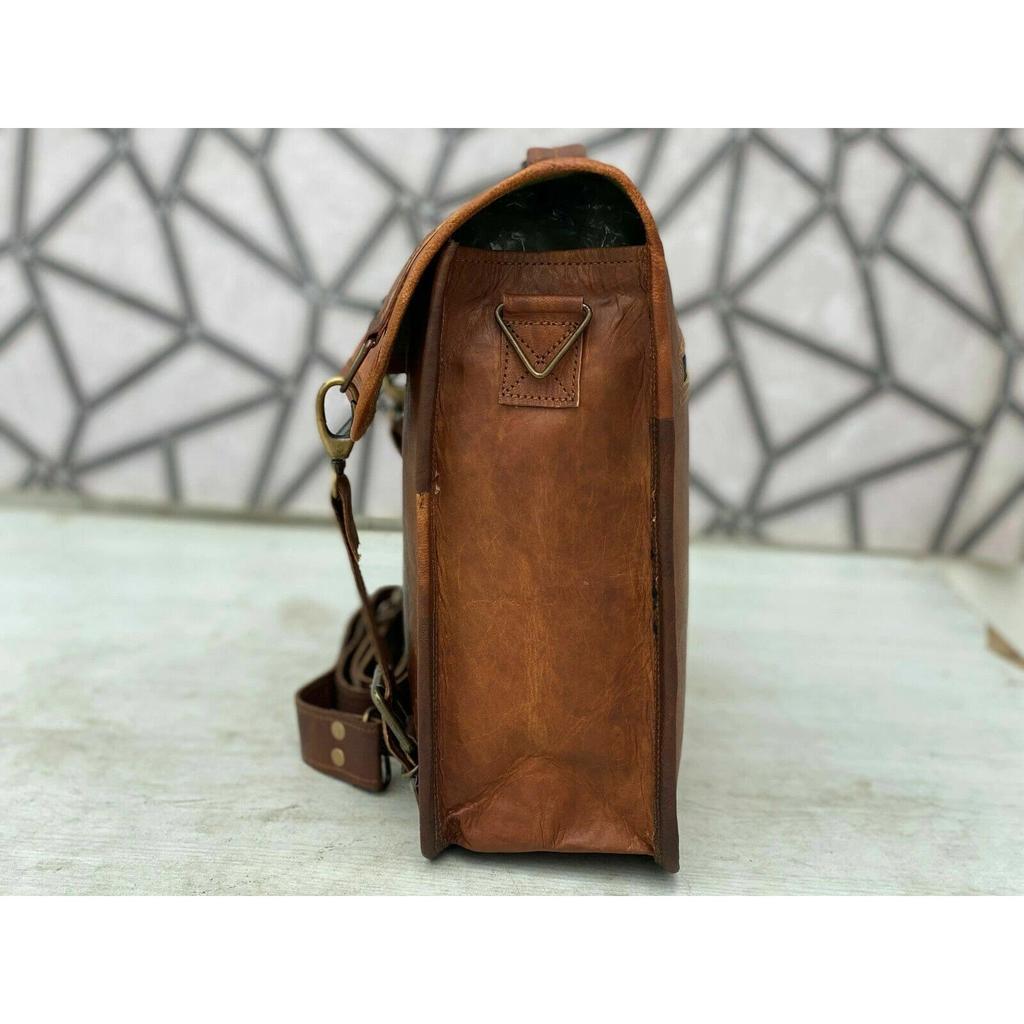 Vintage Laptop Handmade Briefcase Bag Satchel Messenger (Men's Bag)  Leather