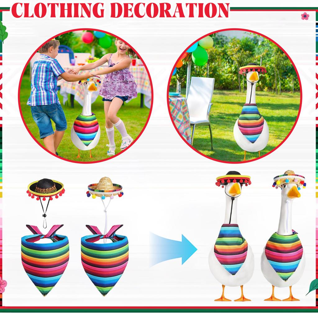 Mexican Set For 23in/1in Plastic Porch, Statue, Mexican Hat And Bandana Scarf For Garden Decoration,