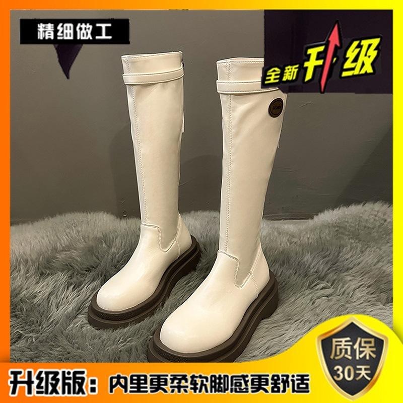 Elastic Boots Boots Women's Autumn 2025 New Fashion Versatile Retro Foreign Style Thick Bottom But Knee Skinny Boots Tide
