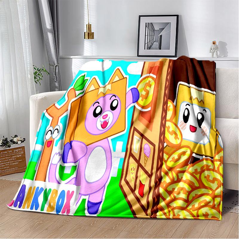 Happy Rocky And Foxy And Boxy Lankybox Couverture en peluche douce en flanelle pour salon, chambre à coucher, lit, canapé, pique-nique