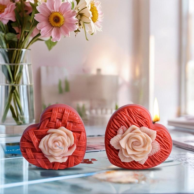 Rose Heart Shape Silicone Candle Molds 3D Heart Soap Silicone Molds for Epoxy Resin Candle Making Gypsum Decoration