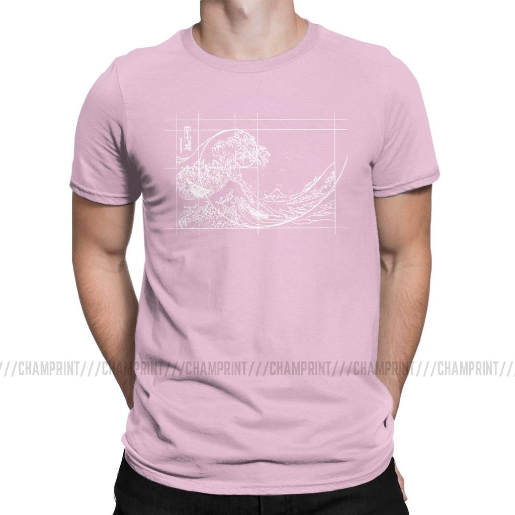 Hokusai Meets Fibonacci Sequence Golden Ratio Men S T Shirt Math Technical Geek Casual Tees Round