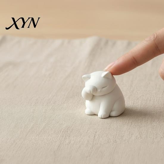 Space-saving Desk Decor Cat Ornament, 3D Printed Decompression Decoration, Matte Texture Mood-lifting Figure Face Covering for Desktop Ornament