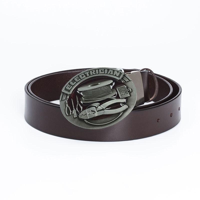 Men's Fashion Cowhide Leather Belt - Retro Buckle, European-American Style, Casual Jeans Accessory