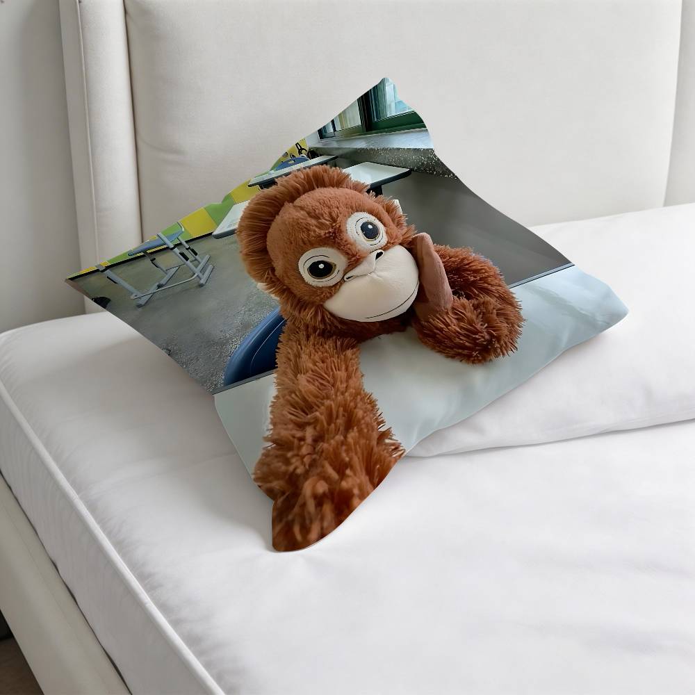 Funny Cute MMonkey Square Pillow Case Soft Decorative Throw Pillow Cover for Home Sofa Bed 30x30cm