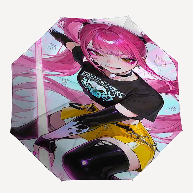 1pc Romantic Anime Couple Design Automatic Opening Closing Umbrella with Foldable Design, 8-Bone Iron Frame, Outdoor Use, Perfect Gift for Fans, Trave