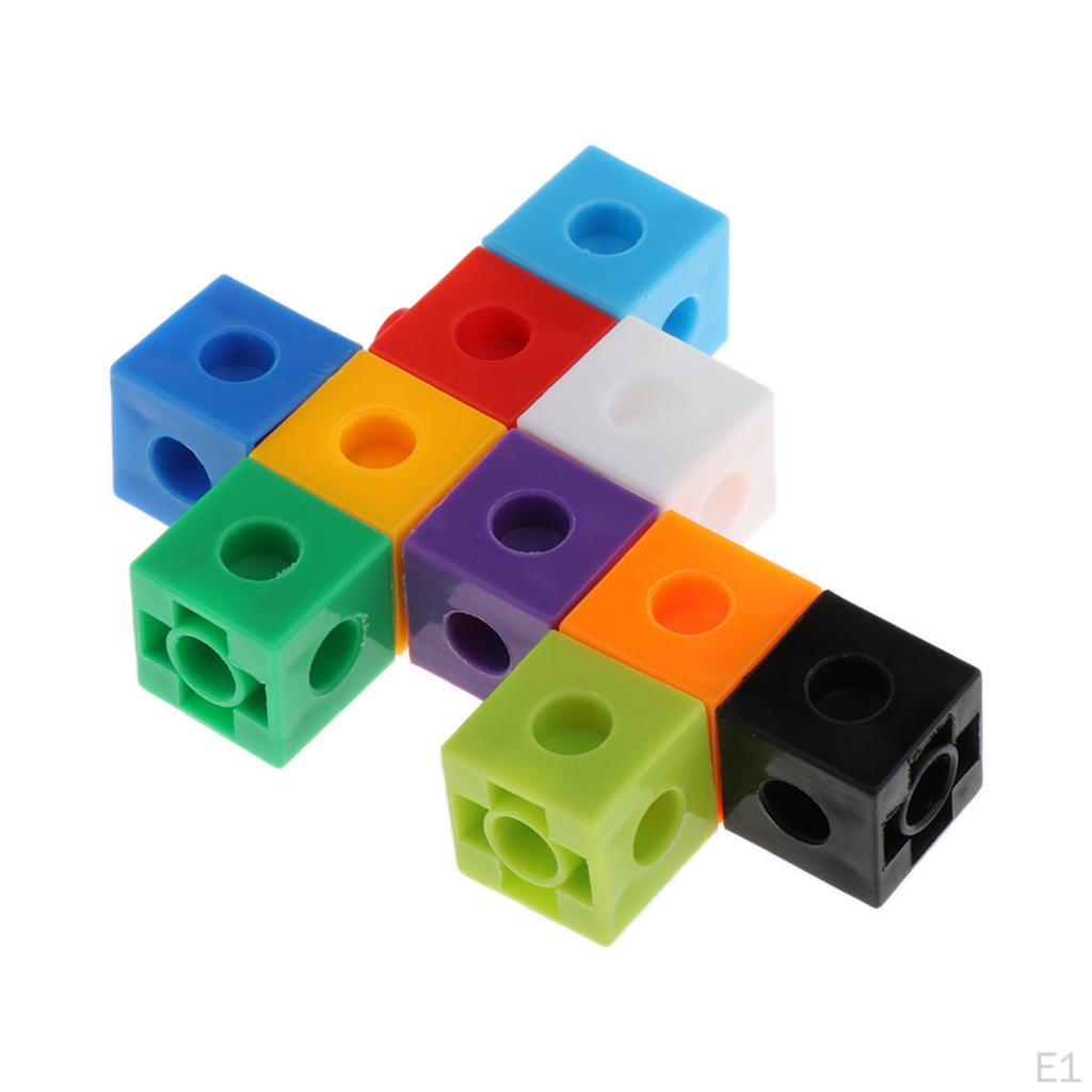 100 Pieces Mathematics Linking Cubes Interlocking Counting Blocks Kids Learning Toys
