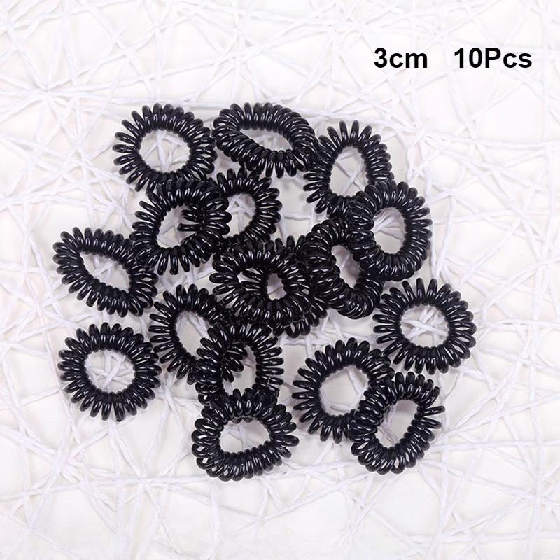 

10 шт./набор Маленькие резинки для волос в виде телефонного шнура для девочек, эластичные резинки для волос, детские резинки для хвостиков, резинки для волос, аксессуары для волос, подарки 3-5 см Черные