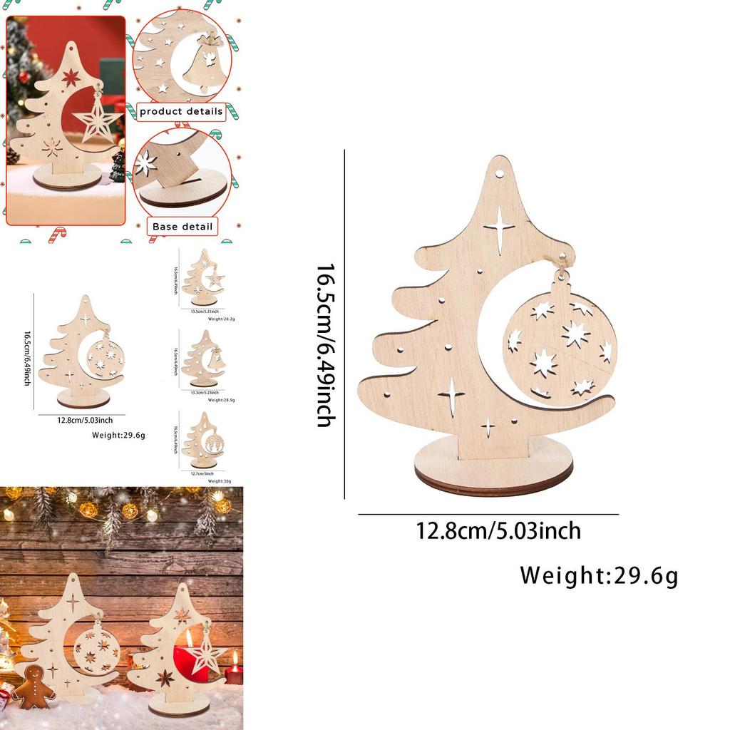 Elegant Diy Christmas Ornaments Festive Wooden Tree Pendant For Holiday Table Display