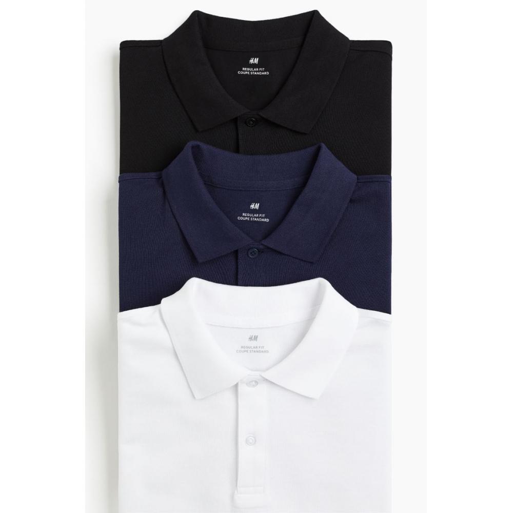 

Рубашки поло HM Regular Fit, набор из 3 шт., белые, синие, черные XS