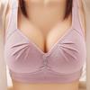 Cotton Front-Closure Wire-Free Push-Up Bra for Mature Women - Large, Breathable, Anti-Sagging Style
