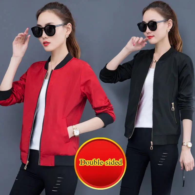 Frühlings- und Herbst-Wendejacke Damen Locker Baseballuniformjacke Damen