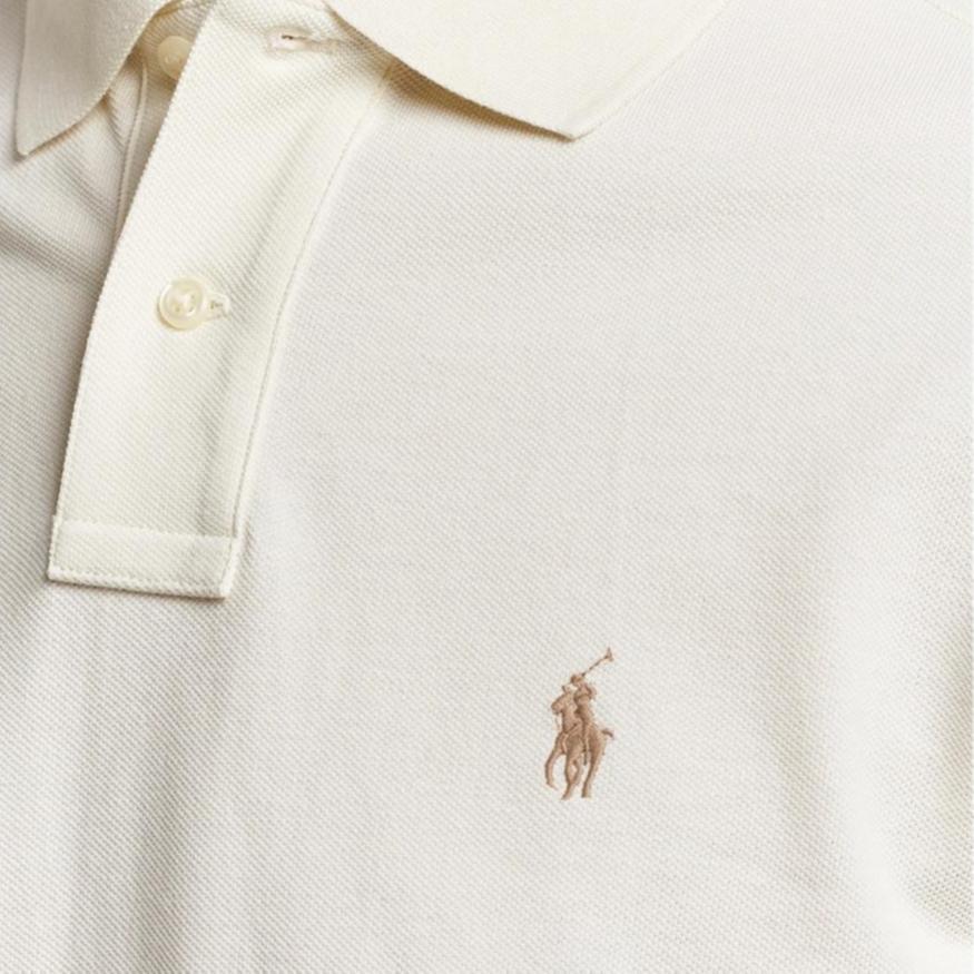 Polo Ralph Lauren Logo Embroidered Slim Fit Straight Cut Short Sleeve Polo Shirt Men tops Beige 710557752-031