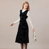 [Retro Exquisite Velvet Vest Skirt] Women's 25 Year Winter Edition High Quality Texture Slimming V-neck Dress