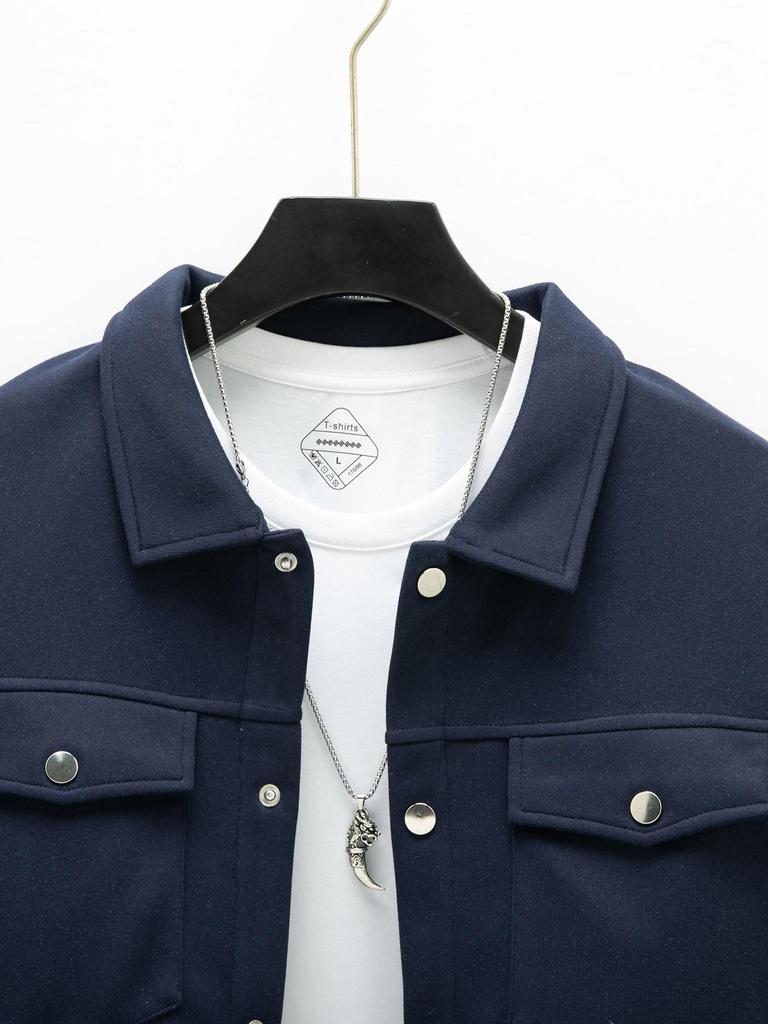 2024 Men's Casual Solid Color Single-Breasted Long-Sleeved Jacket - European & American Style.