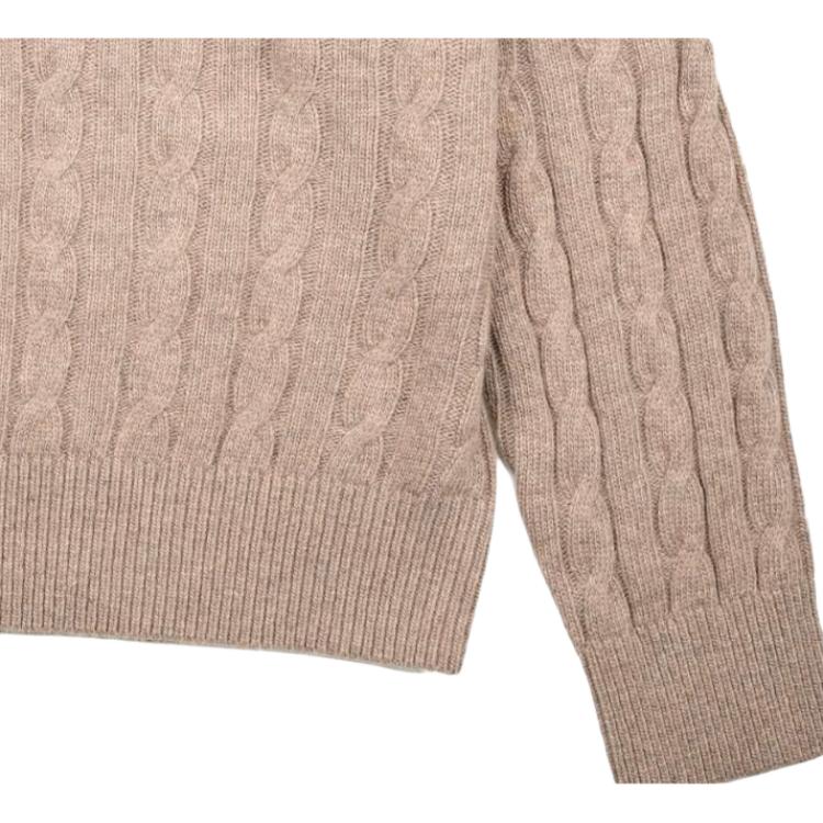 Lee Label Round Neck Pullover Sweater Men sweater Khaki LUT006391203170-A04831