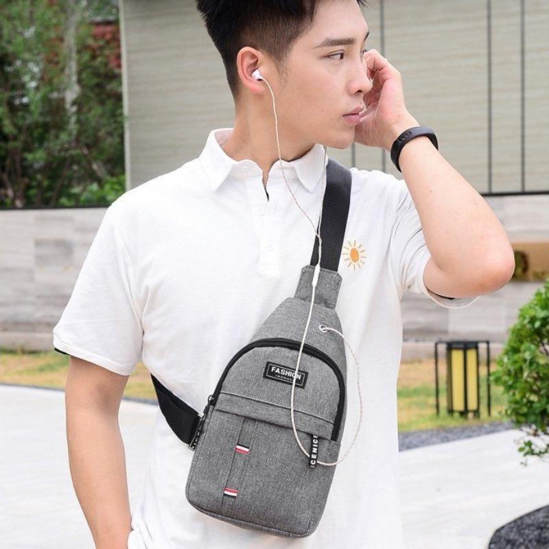 Korean Edition Casual Canvas Bag New Men's Chest Bag  Fashion Travel Versatile One Shoulder Diagonal Straddle Bag