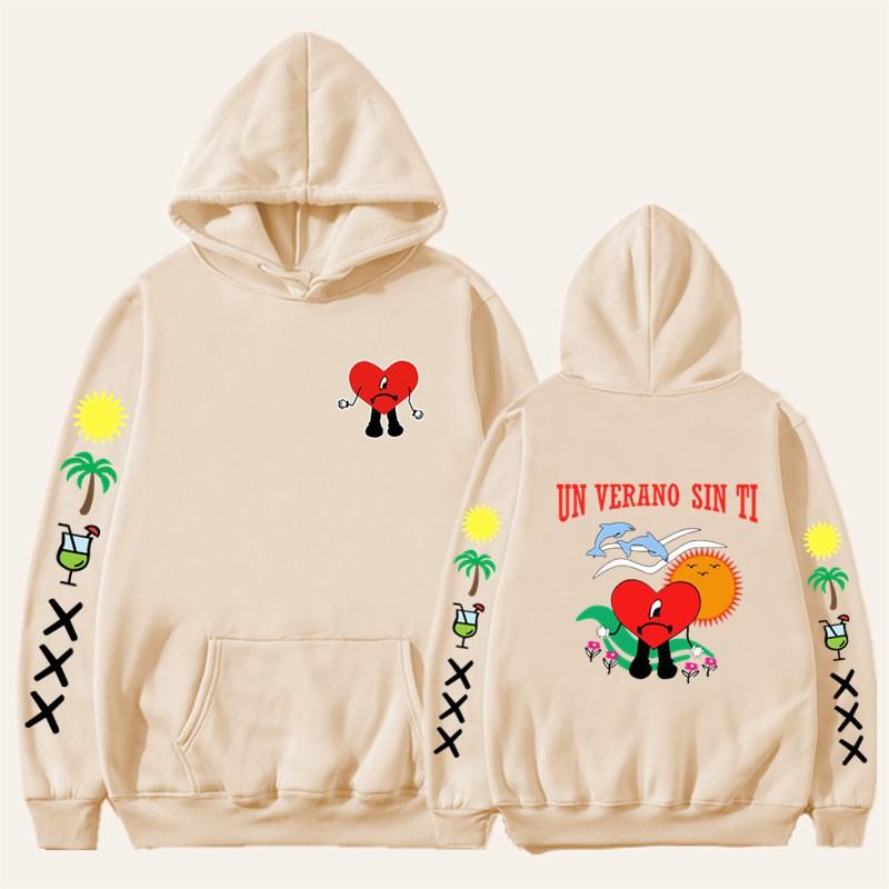 Un Verano Sin Ti Bad Bunny Inspired Hoodie Mens Cotton Blend Oversized Streetwear Sweatshirt Winter Casual Pullover