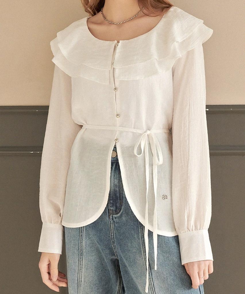 MICANE Babies Breath Ruffle Collar Blouse Ivory