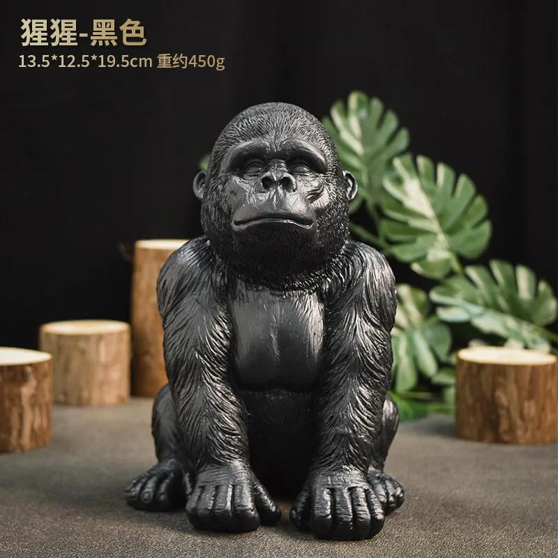 Black Gold Gorilla King Kong Statue Resin Crafts Antique Gorilla Desk Ornament Handmade Animal Figurine Living Room Bedroom