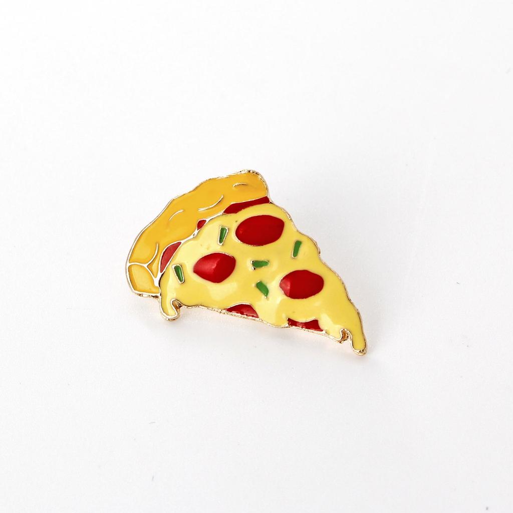 European & American Cartoon Brooches: Cute Hamburger, Pizza, Hot Dog Series - Popular Cross-Border Novelty Accessory