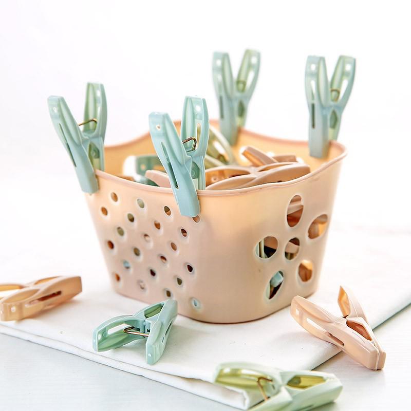 30Pcs Plastic Clothes Pegs Laundry Clothespin Clothes Pins Storage Organizer Quilt Towel Clips Spring With Basket Cabides Hanger