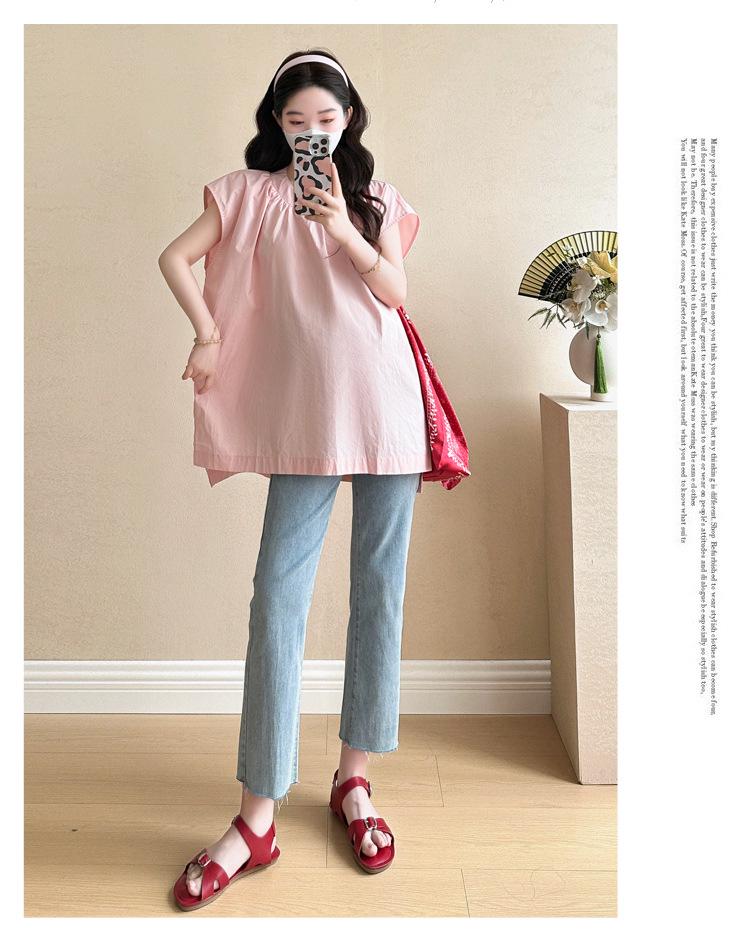 2026 Summer Stylish Maternity Loose Split Top with Round Neck