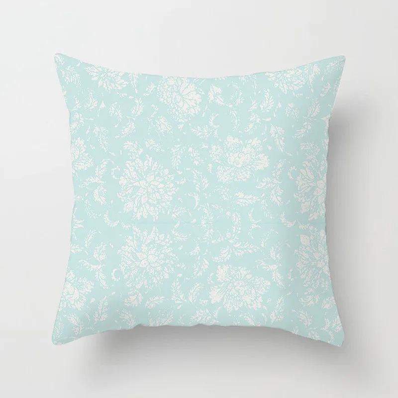 Mint Green Series Cushion Cover Home Living Room Sofa Decoration Geometric Print Pattern Square Pillowcase Bedroom Room