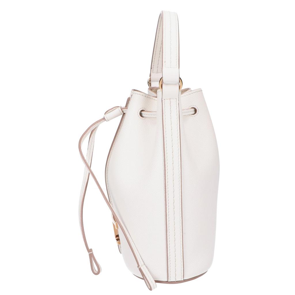 TOD'S Timeless 2-Way Drawstring Bucket Bag Shoulder bag whiteUsed
