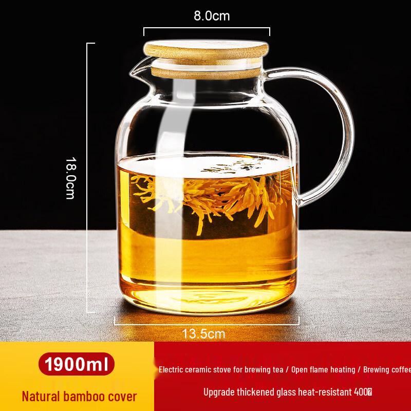 ZISIZ Heat-Resistant Glass Tea Kettle & Cold Water Pitcher