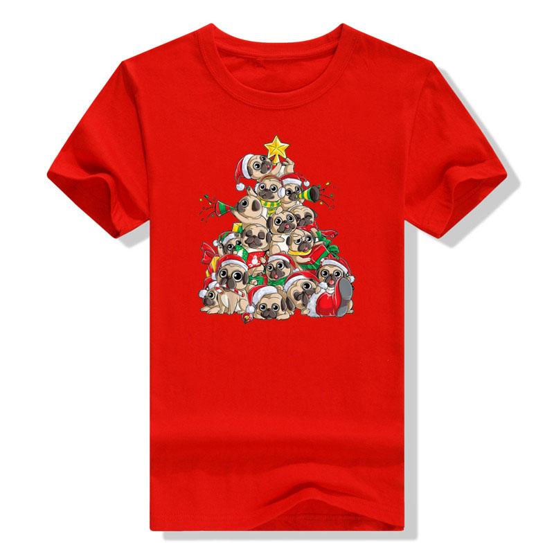 Cute Pug Christmas Costume Santa Hat Ugly Tree Dog Santa Xmas Classic T-Shirt Gifts Animal Printed Basics Graphic Tee Y2k Tops