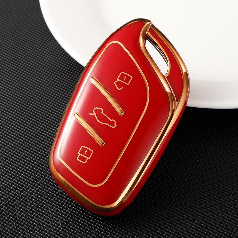 Чехол для ключа i5 Roewe для MG/MG Clever RX3/RX8/RX5MAX, Автомобильный чехол для ключа с золотой окантовкой для женщин красный