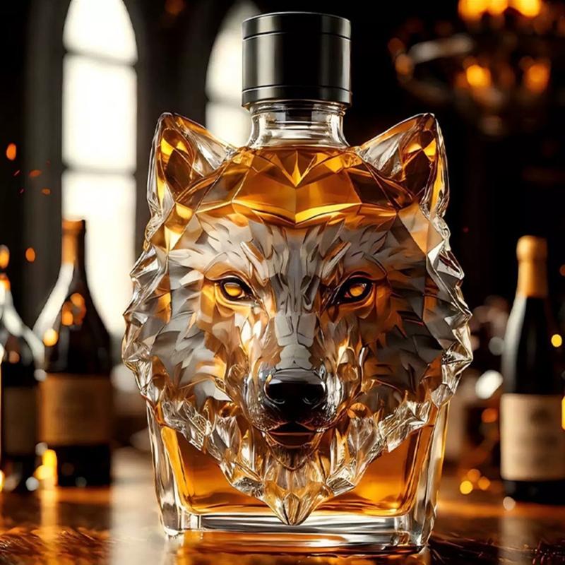 Artistic Wolf Head Decanter High Borosilicate Glass Wine Bottle Bourbon Dispenser For Gift And Collectors Home Bar