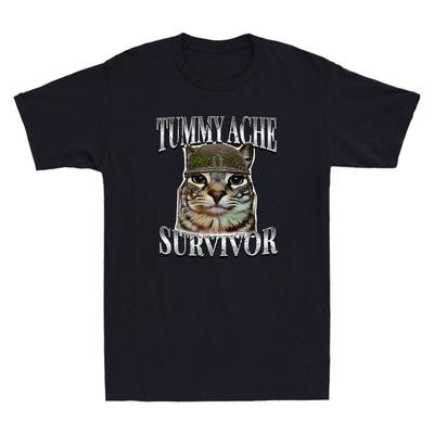 Bauchschmerzen-Überlebender Lustiges Katzen-Meme Humor Spruch Katzen Tiere Retro Herren T-Shirt Unisex T-Shirt