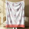 Sanrio Hello Kitty Plush Flannel Blanket Lightweight Throw Pink Gingham Apple Blanket Bed Sofa Cover School Office Nap Shawl