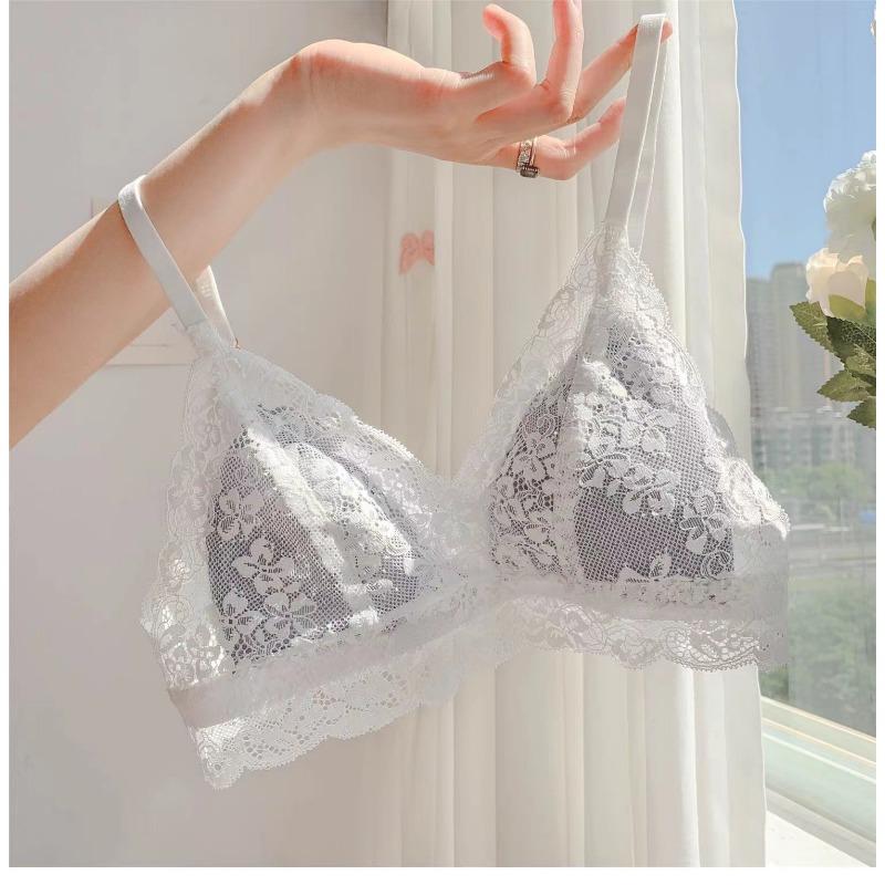 Pastel Lace Wireless Bra with Adjustable Thin Straps