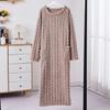 Women's Flannel Nightgown Fuzzy Plush Warm Crewneck Sleepwear Loose Winter Pullover Nightdress with Pockets