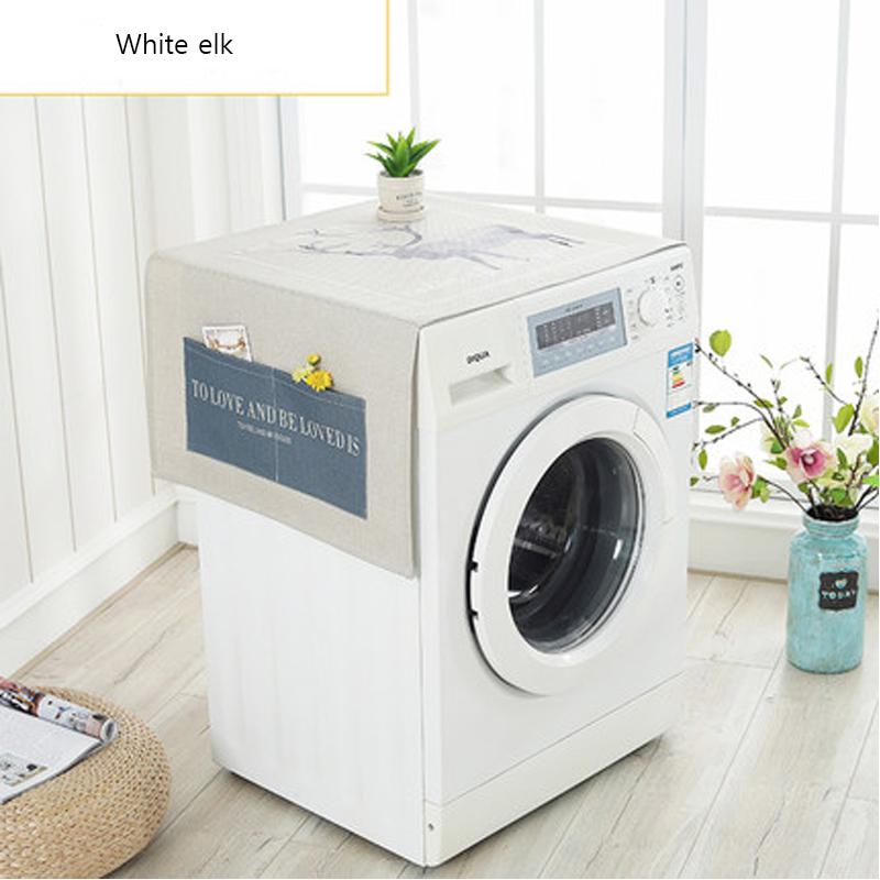Geometric Cotton Linen Waterproof Dust Covers Washing Machine Covers Refrigerator Organizer Fridge Dust Cover Home Decor Lavador